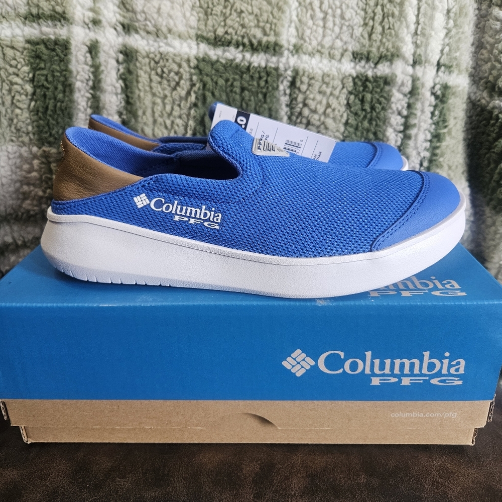 COLUMBIA MEN'S PFG BOATSIDE VENT SHOES: BLUE: NEW IN BOX: SIZE 7